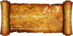 Csákó Margit névjegykártya