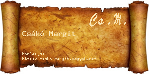 Csákó Margit névjegykártya